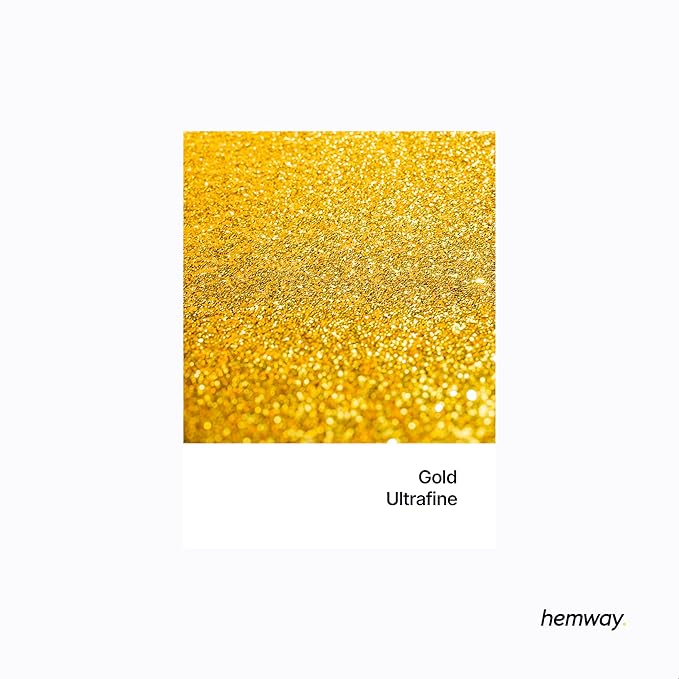 Hemway Polyurethane & Epoxy Resin Glitter 100g / 3.5oz Metallic Crystal Flake Additive for Flooring Jewelry Tumblers Glass Pigment - Fine (1/64" 0.015" 0.4mm) - Gold