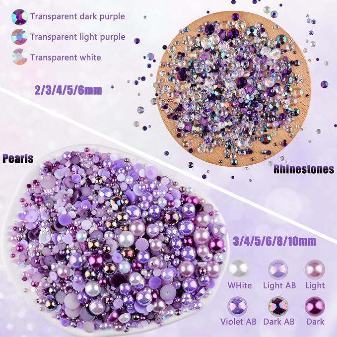 3900+ Pcs Rhinestones and Pearls Kit, 2-10mm Flatback Gems - Image 3