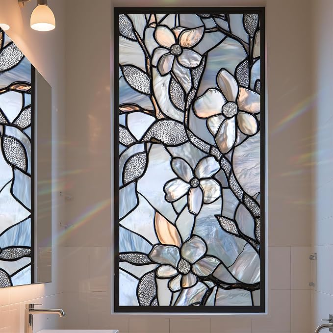 Stained Glass Window Privacy Film Static Cling by AOHMPT