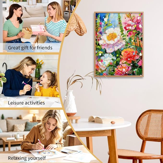 Flowers Diamond Art Kits for Adults Beginners 12x16 in, DIY Craft Gift | - Image 8