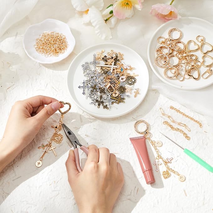 VioraWhite 457 Pcs Cross Lip Gloss Keychain Making Kit - Image 3