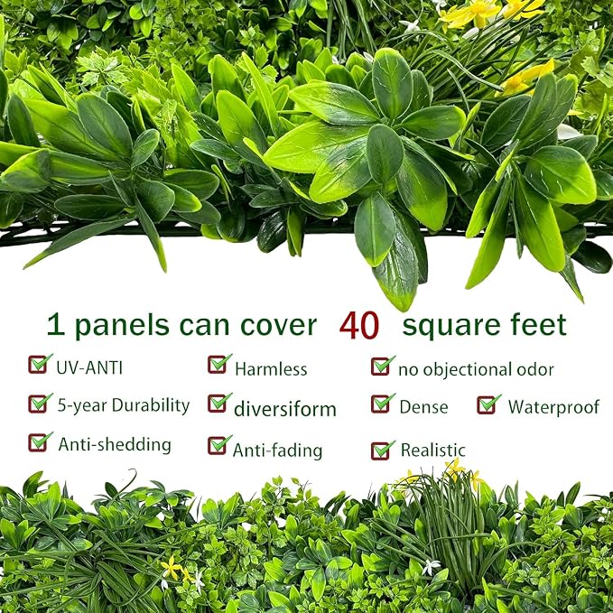 Artificial Plant Wall Roll: 48 X120 in UV-Anti Ivy Privacy Fence Screen Faux - Image 3