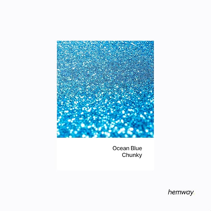 Hemway Polyurethane & Epoxy Resin Glitter 100g / 3.5oz Metallic Crystal Flake Additive for Flooring Jewelry Tumblers Glass Pigment - Chunky (1/40" 0.025" 0.6mm) - Ocean Blue