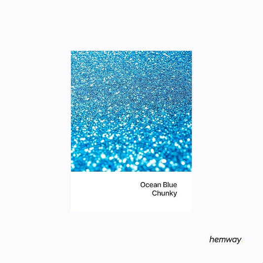 Hemway Polyurethane & Epoxy Resin Glitter 100g / 3.5oz Metallic Crystal Flake Additive for Flooring Jewelry Tumblers Glass Pigment - Chunky (1/40" 0.025" 0.6mm) - Ocean Blue