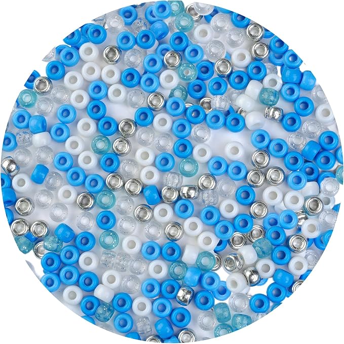 1000PCS 6x9mm Blue and White Pony Beads, Kandi Beads by NikkiGuojewelry