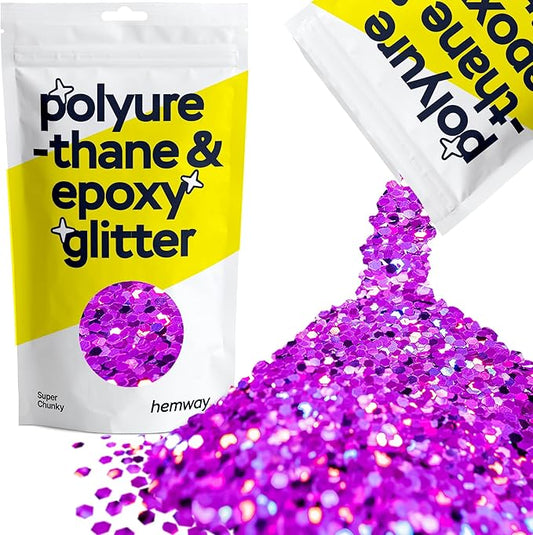 Hemway Glitter for Resin 100g Purple Holographic Metallic Crystals for Epoxy Craft Super Chunky Flakes Tumblers Wax Melt