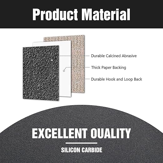 100 Pcs 5 inch Wet Dry Sanding Discs Grit 80 Hook and Loop 8 Hole Silicon Carbide Orbital Sander Sandpaper