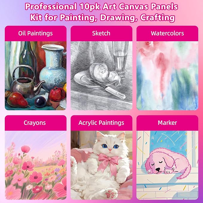 10 Pack 8"x10" Canvas Boards for Painting, 100% Cotton Triple Primed | Flat - Image 6