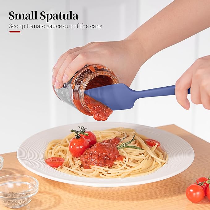 Heat Resistant Silicone Spatula Set of 4, Luxiwise 600ºF High Temp Baking Scraper Cooking Utensils Non-Stick BPA-Free for Seamless Mixing, Folding, Scraping with Rubber Kitchen Essentials (Multi-3)
