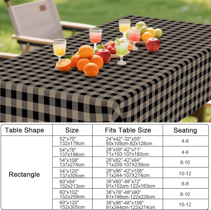 Smiry Rectangle Table Cloth, Waterproof Vinyl Tablecloth - Image 7