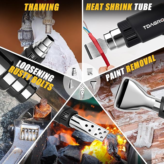 Heat Gun 1.5s Fast Heating,Compact but Powerful Heat Gun for Crafting, Variable Temperature Control from 122℉-1202℉,Mini Heat Gun for Shrink Tubing,Wrapping,Crafts,Resin,Vinyl Wrap (Golden Yellow)