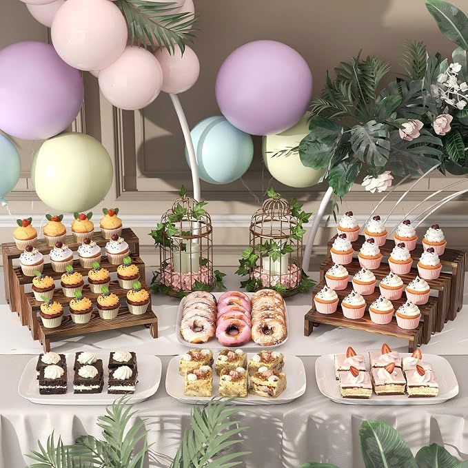 4 Set Wooden Tiered Risers Display Stands - Image 2