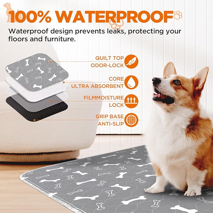 Washable Pee Pads for Dogs Large 48" x 48" 2-Pack Reusable Puppy Pads Pet - Image 3