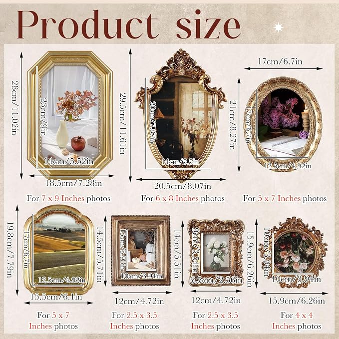 Wonderjune 7 Pcs Vintage Picture Frames Set - Image 2