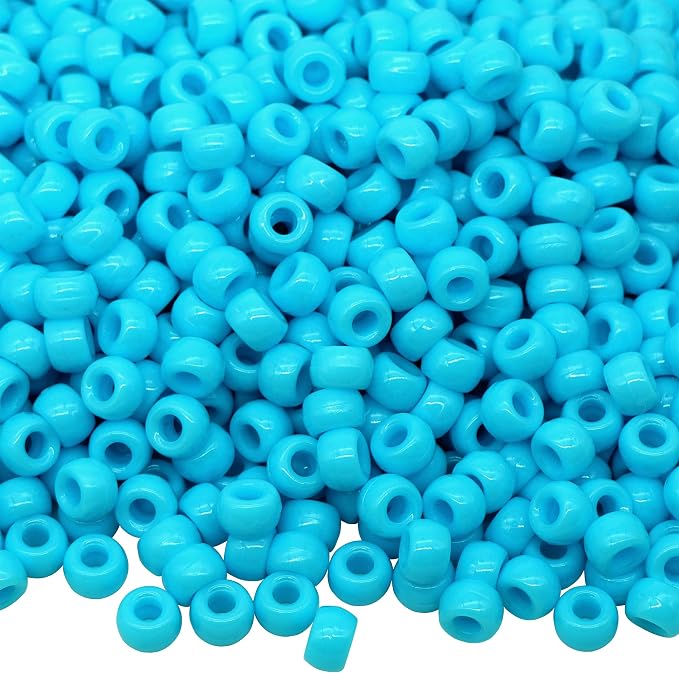 1000Pcs Pony Beads Bracelet 9mm Blue Plastic Barrel Pony Beads by Auvoua