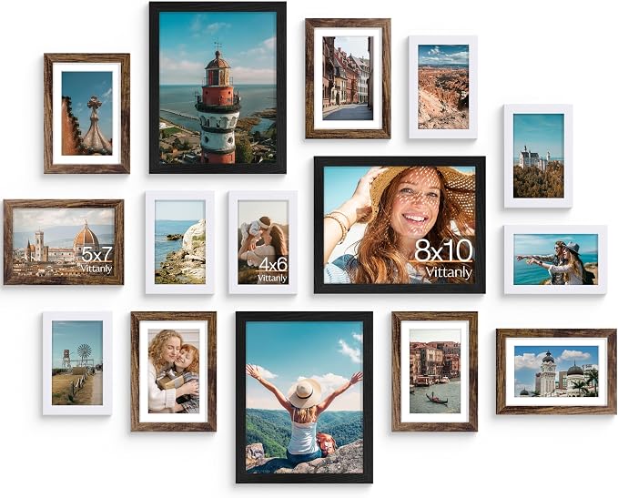 Vittanly 15 Pack Picture Frames Collage Wall Decor, Gallery Frame Set by Vittanly