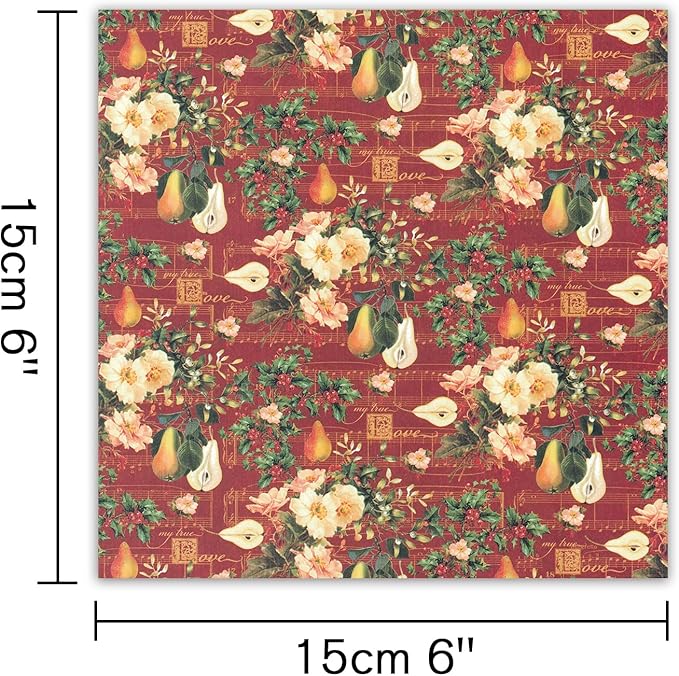 24 Sheets 12 Designs Scrapbook Paper Pad,6"×6” Single-Sided Decopodge Craft Cardstock Paper,Scrapbooking DIY Decorative Background Cardmaking Supplies.Carols