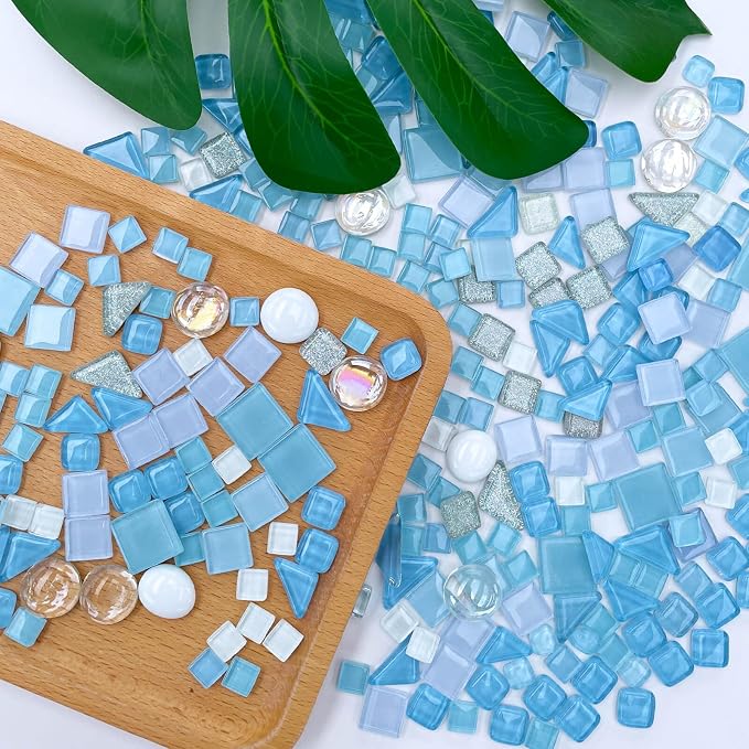 LITMIND 1.1 LB Baby Blue Irregular Mosaic Glass Tiles - Image 5