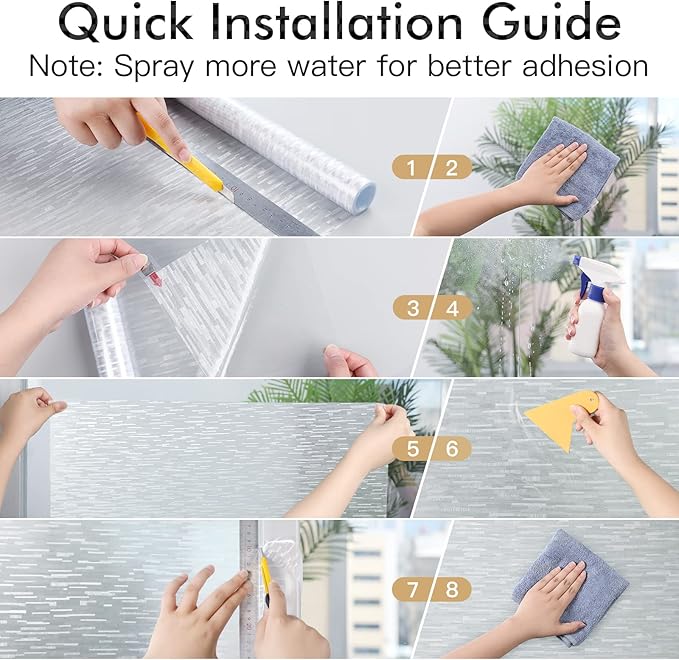 Haton Window Privacy Film, Frosted Glass Static Cling Sun Heat Blocking Window Clings, Frosting Opaque Coverings, Vinyl Removable Stickers Tint for Home Door Office, Non Adhesive 23.6" x 78.7"