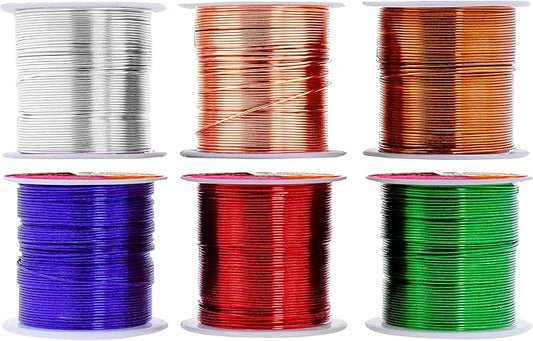 Mandala Crafts 20 Gauge Anodized Aluminum Craft Wire for Jewelry Making - 450 FT Colored Flexible Silver Copper True Blue Brown Red Kelly Green Wire - Bendable for Bonsai Armature Crafting Sculpting