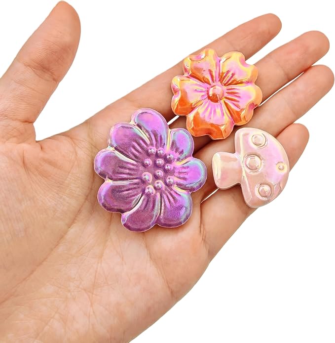 500g/1.1lb Ceramic Mosaic Tiles Mixed Shapes of Flowers, Mushrooms - Image 4