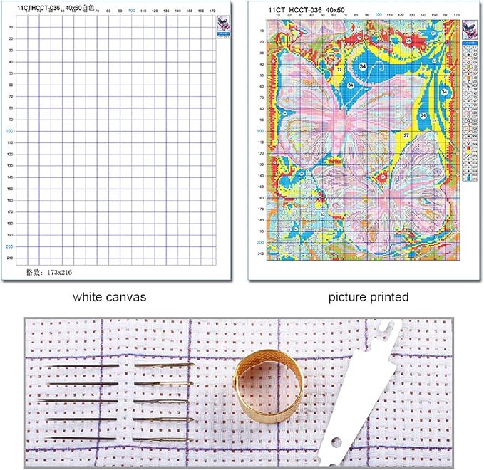Foxdiviy Stamped Cross Stitch Kits for Beginners Full Range of Cross Stitching 11 CT Printed Cross Stitch Kits for Kids Adults Cross Stitch Patterns Needlepoint Kits-Dream Home 18x18 inch