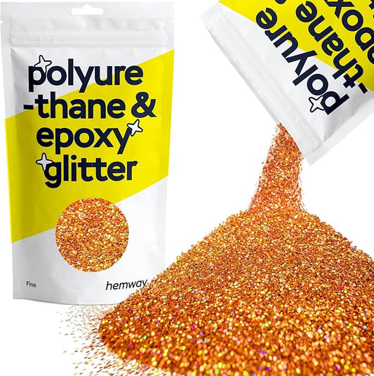 Hemway Polyurethane & Epoxy Resin Glitter 100g / 3.5oz Metallic Crystal Flake Additive for Flooring Jewelry Tumblers Glass Pigment - Fine (1/64" 0.015" 0.4mm) - Copper Holographic