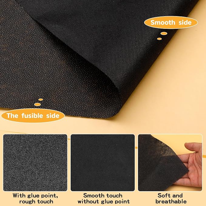 UzecPk Medium Weight Iron On Interfacing Fabric - Image 3