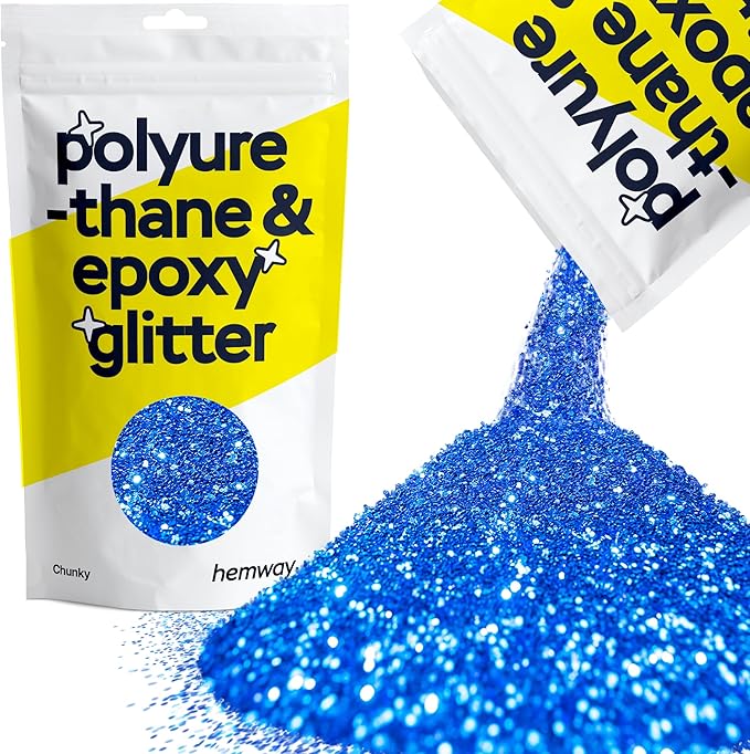 Hemway Polyurethane & Epoxy Resin Glitter 100g / 3.5oz Metallic Crystal Flake Additive for Flooring Jewelry Tumblers Glass Pigment - Chunky (1/40" 0.025" 0.6mm) - Sapphire Blue