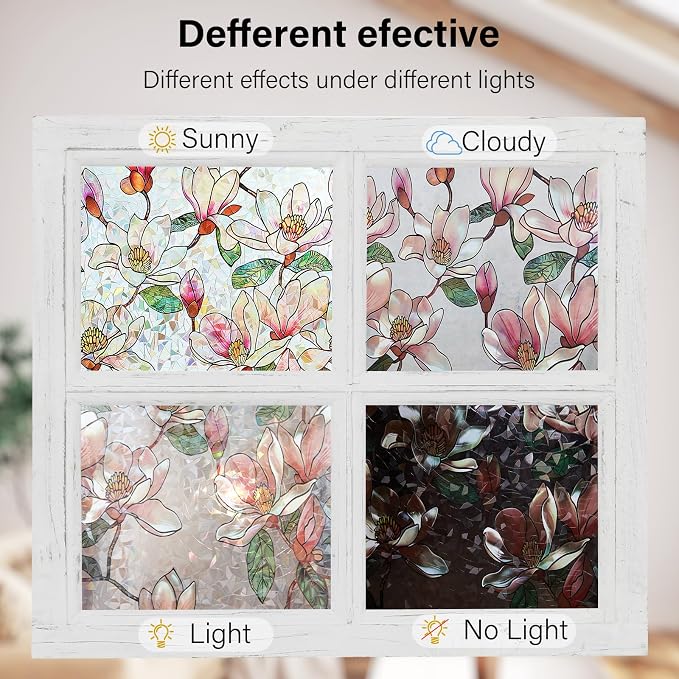 Ranzdn Window Privacy Film, Stained Glass, Static Cling, 17.5" x 78.7" | No - Image 8