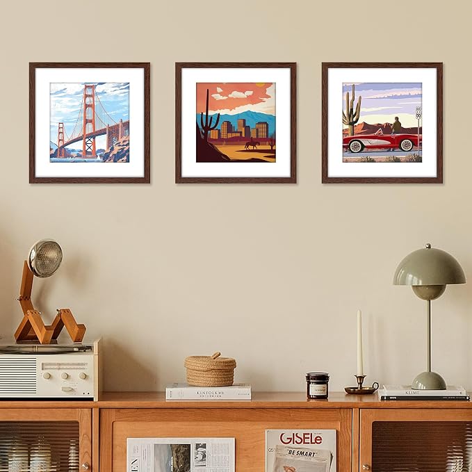 FIXSMITH 12x12 Picture Frame Brown Set of 2, Photo Frame - Image 8
