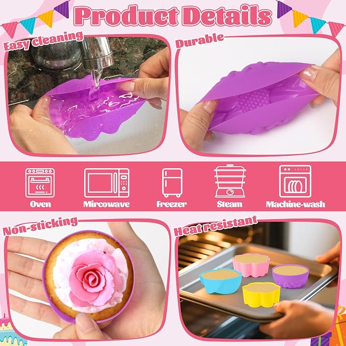 R HORSE 42Pcs Extra Large Silicone Molds, 3 x 1.2 inch Jumbo Cupcake Multi - Image 4