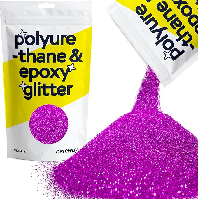 Hemway Polyurethane & Epoxy Resin Glitter 100g / 3.5oz Metallic Crystal Flake Additive for Flooring Jewelry Tumblers Glass Pigment - Microfine (1/256" 0.004" 0.1mm) - Fuchsia Pink