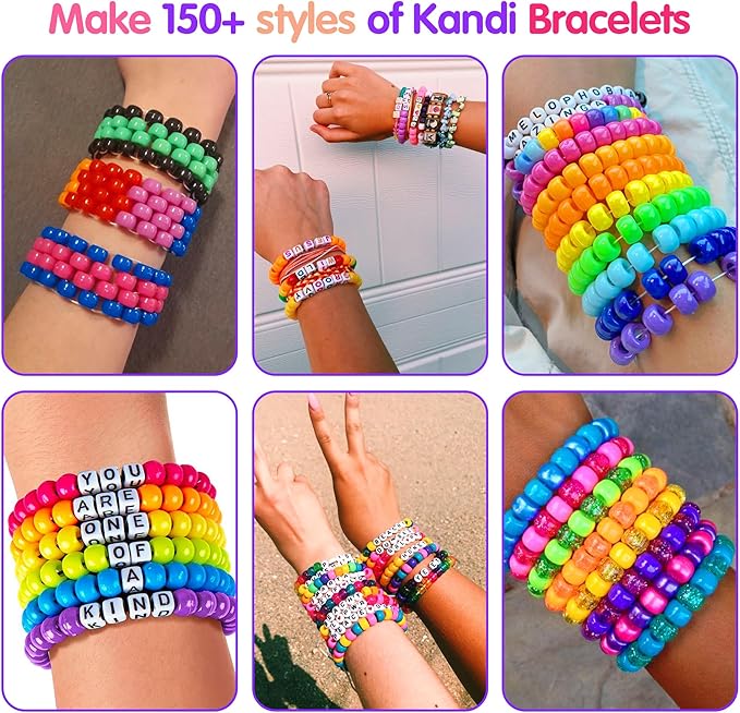 Redtwo 7 Boxes 5000 Pcs Pony Beads Kit, 144 Colors 6x9mm Kandi Beads - Image 5