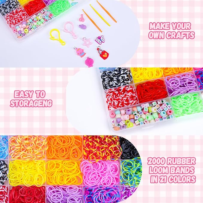 XKDOUS Rubber Band Bracelet Kit, Loom Bracelet Making Kit - Image 3