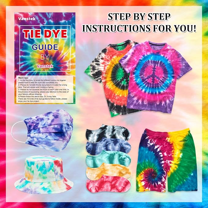 7 Colors Tie Dye Kit, 13.52oz Jumbo-Size Fabric Dye - Image 3
