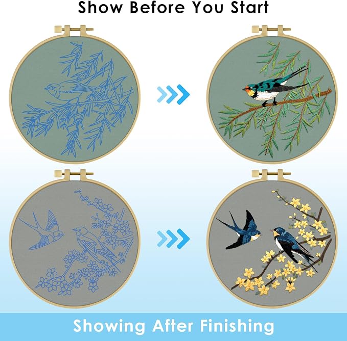 ERKOON Embroidery Kit for Beginners, 2 Set Floral Cross Stitch Set Include - Image 4
