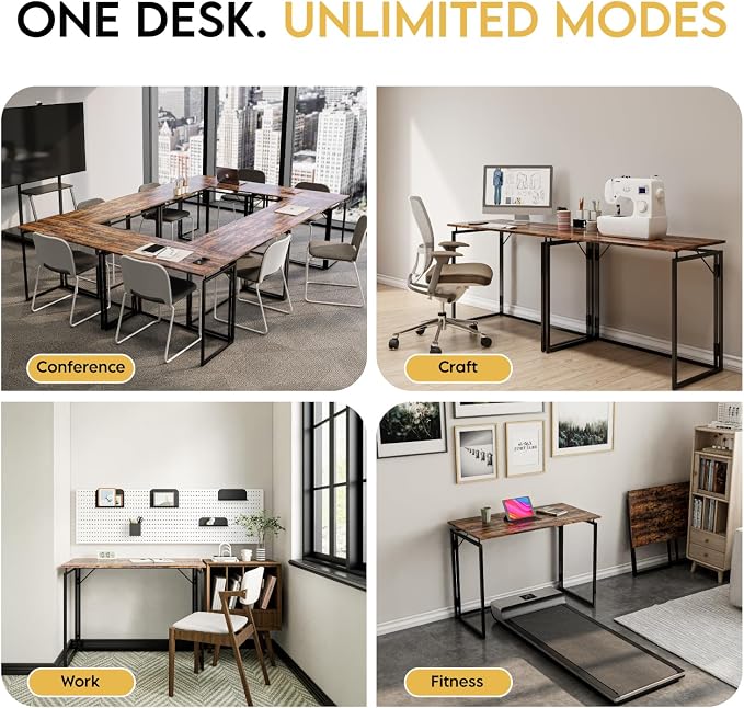 alawooder 39.4" Folding Desk: No Assembly, Wood Top - Image 7