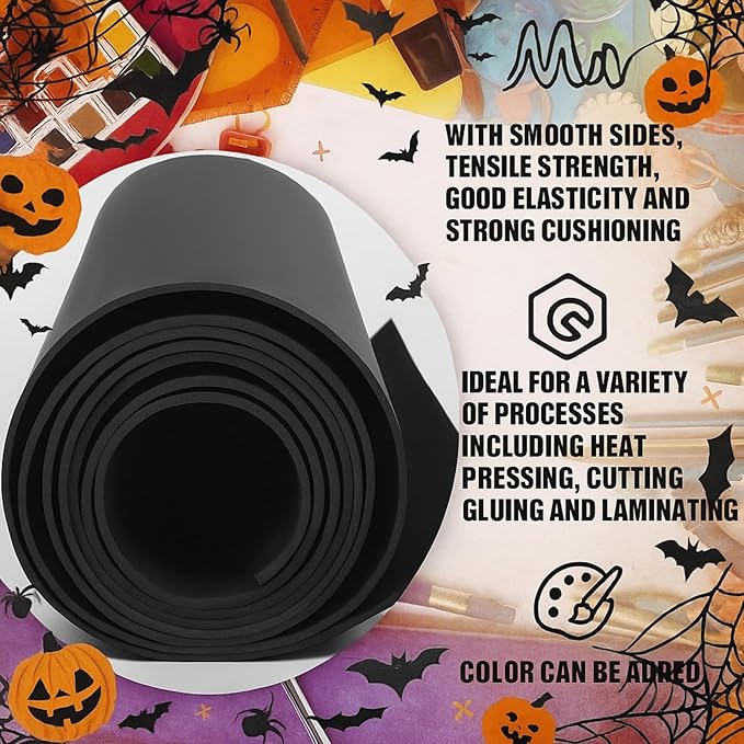 Frienda 35 x 118 Inch Large Eva Foam Sheet Black Eva Foam Cosplay Foam Padding Thick Roll Non Slip for Costumes Armor DIY Craft Projects (6 mm Thick)