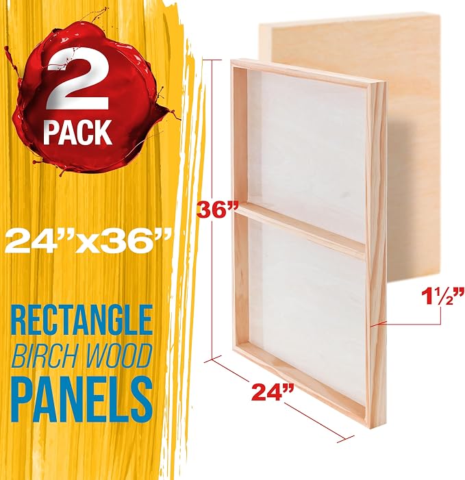 U.S. Art Supply 24" x 36" Unfinished Cradled Wood Panels - Image 2