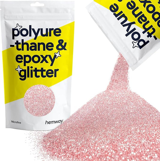 Hemway Polyurethane & Epoxy Resin Glitter 100g / 3.5oz Metallic Crystal Flake Additive for Flooring Jewelry Tumblers Glass Pigment - Microfine (1/256" 0.004" 0.1mm) - Light Rose Gold