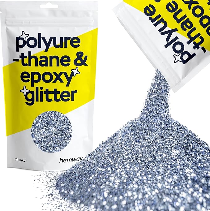 Hemway Polyurethane & Epoxy Resin Glitter 100g / 3.5oz Metallic Crystal Flake Additive for Flooring Jewelry Tumblers Glass Pigment - Chunky (1/40" 0.025" 0.6mm) - Azure Blue