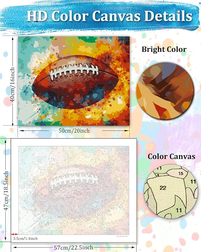 TOCARE American Football Paint by Numbers Kit - Image 2