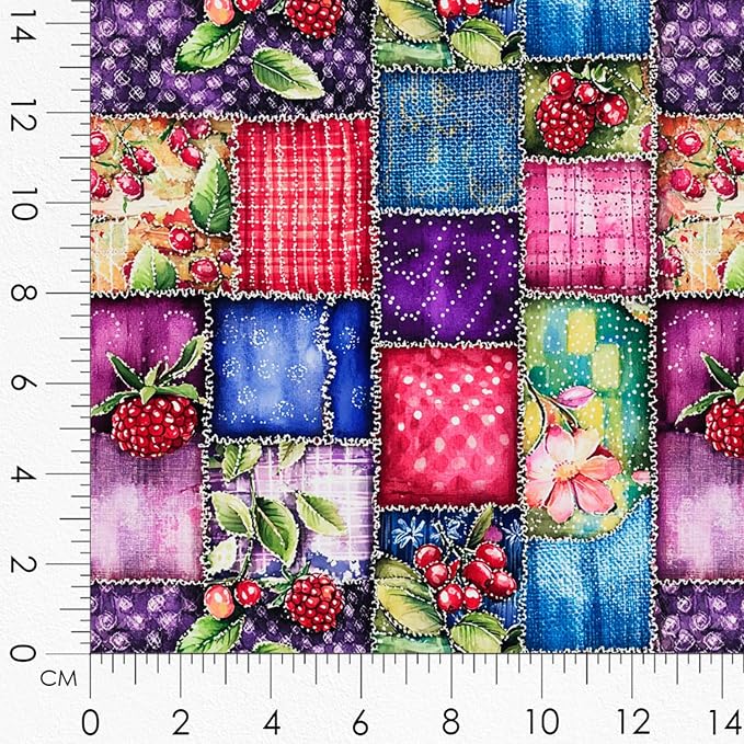 Patchwork Berry Jar Cotton Fabric Panel – 6 Designs + Bonus Sheet 29.5×19.6 inch - Image 8