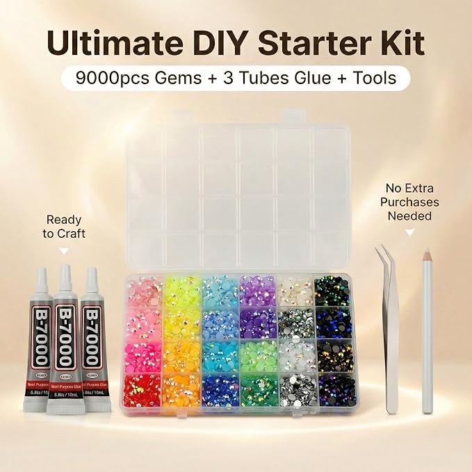 9000Pcs Rhinestones for Bedazzling, 5mm Bedazzler Kit - Image 2