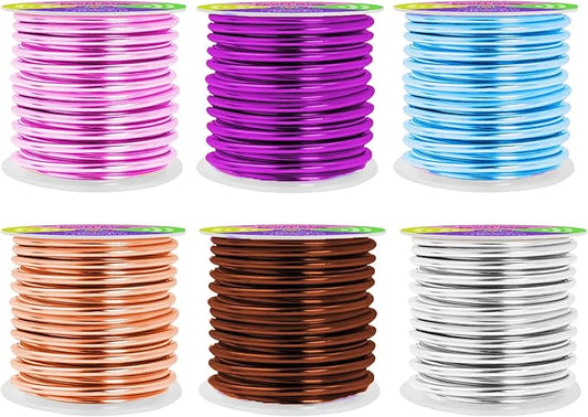 Mandala Crafts 8 Gauge Anodized Aluminum Craft Wire for Jewelry Making - 120 FT Colored Flexible Silver Copper Purple Pink Brown Ice Blue Wire - Bendable for Bonsai Armature Crafting Sculpting