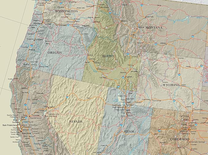 24x36 United States, USA Contemporary Premier Wall Map Poster (24x36 LAMINATED)