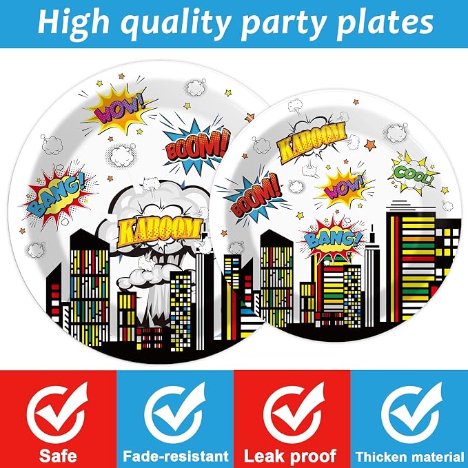 96 PCS Super Theme Hero Party Plates Napkins Hero Themed Party Tableware Hero - Image 3