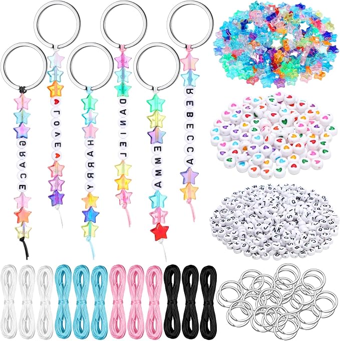 Landical 564 Pcs Star Beads Keychain Making Kit Star Key Chain DIY Craft by Landical