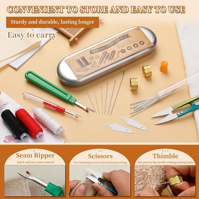 42 PCS Big Eye Steel Sewing Needles Kit, 6 Size Steel Needles - Image 5